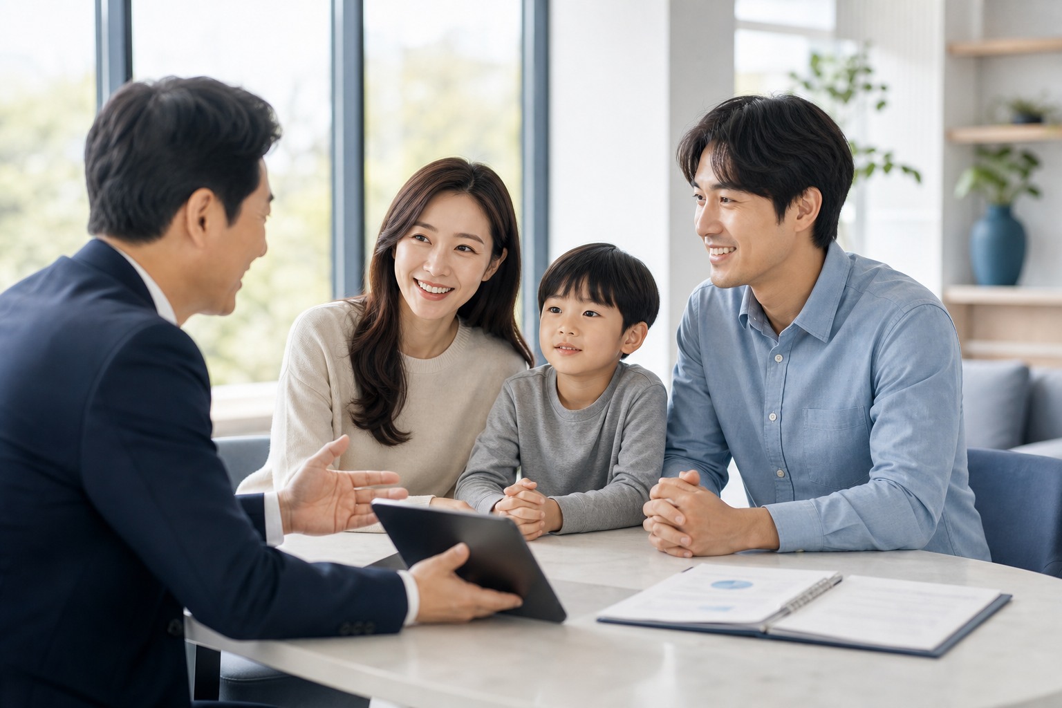 가족과 함께 상담받는 모습